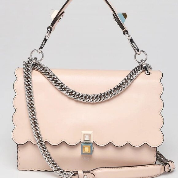 Fendi Light Pink Smooth Leather Kan I Medium Shoulder Bag 8BT283 - Picture 1 of 11